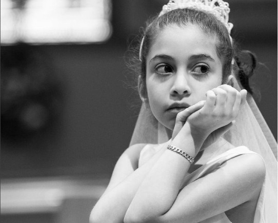 black and white photo of a young girl