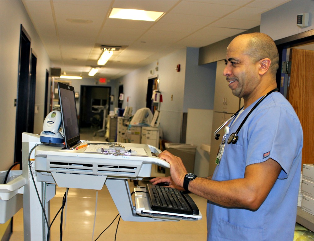 a medical provider at a computer