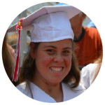 a teenage girl in a graduation cap and gown